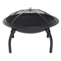 Outsunny® Feuerschale mit Funkenschutz klappbar 66cm Schwarz(m-3)