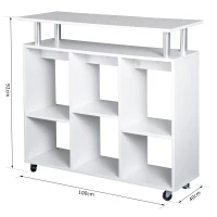 HOMCOM® Küchenwagen Servierwagen Rollwagen mit 6 Fächern Weiß(m-2)