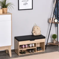 HOMCOM® Schuhbank Sitzbank Sitztruhe Eingangsbereich Diele PU Natur(m-2)