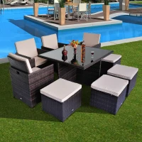 Outsunny® Polyrattan Gartenmöbel 21 tlg. Alu inkl. Kissen(m-2)