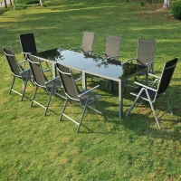Outsunny® Alu Gartenmöbel Sitzgruppe Glastisch Klappstuhl, 11 tlg.(m-1)