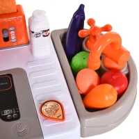 HOMCOM® 34-teilige Kinder-Spielküche Licht- und Soundeffekte Lernspielzeug Kunststoff(m-11)