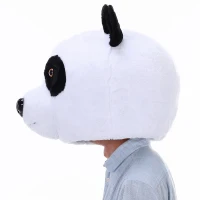 HOMCOM® Panda Tierkopfmaske | Einheitsgröße | Kostüm | Polyester | 44 x 40 x 36 cm | Weiß, Schwarz(m-6)