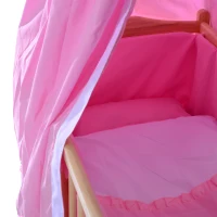HOMCOM Babywiege Babybettset Schaukelwiege mit Bettwäsche pink(m-6)