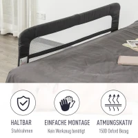 HOMCOM® Bettgitter 150 cm Bettschutzgitter Rausfallsschutz für Sicherheit faltbar Grau(m-5)