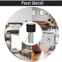 HOMCOM® Tischlampe mit E27 Fassung Tischleuchte Nachttischlampe Metall Schwarz(m-4)