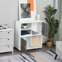 Boekenkast vrijstaande stelling keukenkast kubusrek met opbergvakken wit + grijs(m-4)