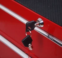 HOMCOM® Fahrbarer Werkstattwagen, abschließbar mit 5 Schubladen, rot(m-9)