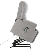 HOMCOM® Massagesessel mit Wärmefunktion Relaxsessel Fernbedienung USB Kurzplüsch Grau(m-7)