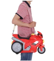 HOMCOM® Kinderkoffer Motorrad Kindergepäck Handgepäck mit Gurt zum Sitzen Rot Räder(m-8)