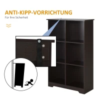 HOMCOM® Schrank Kommode Küchenschrank Würfelregal mit 6 getrennte Gitter Kaffeefarbe(m-5)