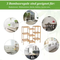 HOMCOM® Badregal Standregal Bambus Regal 9 Ablagen DIY(m-5)