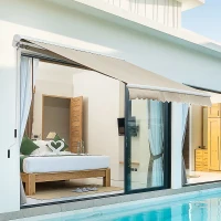 Outsunny® Markise mit Handkurbel Gelenkarmmarkise Sonnenschutz Elektrisch/Manuell Alu(m-1)