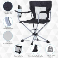 Outsunny® Campingstuhl mit Becherhalter Klappbar Oxford Schwarz(m-4)