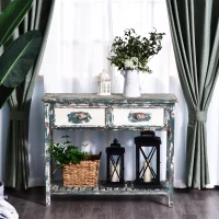 HOMCOM® Vintage Konsolentisch Beistelltisch Sideboard mit 2 Schubladen Massivholz(m-1)