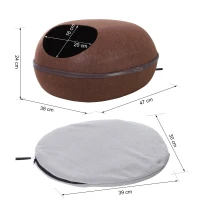 PawHut® Katzenhaus Katzenhöhle Katzenbett mit Wärmefunktion Kissen Filz Braun 47 x 38 x 24 cm(m-2)