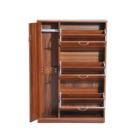 HOMCOM Schuhschrank Schuhkipper Schuhregal 3 Klappen 18 Paar Walnuss(m-3)