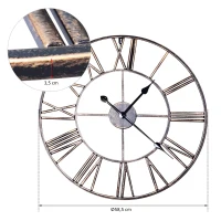 HOMCOM® Wanduhr mit Römischer Ziffern Lautlos Quarzuhr Ohne Ticken Metall Bronze ∅58,5 x 3,5 cm(m-2)