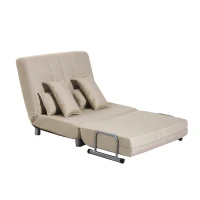 HOMCOM® Klappbares Schlafsofa | Stahl, PC, Schaumstoff | Sofa: 102 x 82 x 81 cm | Bett: 190 x 98 x 25 cm | Creme(m-1)