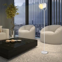 HOMCOM® Stehleuchte Stehlampe E27-Fassung neben Sofa 90° verstellbar Metall Weiß 25,5 x 20 x 155 cm(m-1)