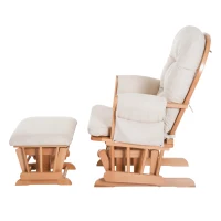 HOMCOM® Schaukelstuhl zum Stillen Entspannungsstuhl Stillstuhl Relaxsessel mit Hocker und Armlehne 120 kg  Belastbarkeit Holz Kunstwildleder Natur B96 x T60 x H96cm(m-1)