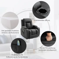HOMCOM® Massagesessel mit Wärmefunktion | Metall, Kunststoff | 90 x 93 x 103 cm | Schwarz(m-6)