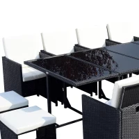 Outsunny® 13 tlg. Gartengarnitur Gartenmöbel Rattan Schwarz(m-8)
