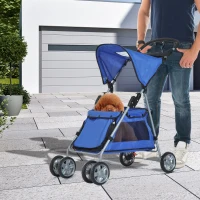PawHut® Hundebuggy Hundewagen mit Sonnendach Stahl Blau(m-1)