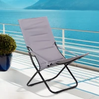 Outsunny® Klappstuhl Campingstuhl Gartenstuhl Polstersessel Strand Balkon faltbar Grau 86 x 61 x 94 cm(m-1)