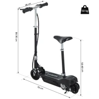 HOMCOM® Elektroroller mit Sitz Tretroller 120W klappbar Schwarz(m-2)