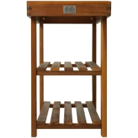 HOMCOM® Schuhschrank mit Sitzbank 3 Ablagen Flur Schulregal Akazienholz Teak(m-5)