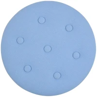 HOMCOM® Hocker mit Stauraum Polsterhocker Fußhocker Sitzhocker Leinen Hellblau Ø38 x 38cm(m-8)