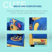 HOMCOM® Kindersofa Mini-Sofa-Sessel mit Massivholzstruktur und Kissenträger Blau(m-6)