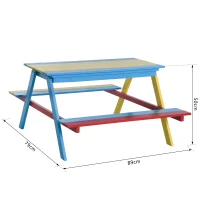 HOMCOM® Spieltisch Sandkasten Kinder mit Sitzbank Holz Bunt(m-2)