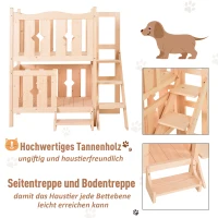 PawHut® Katzenbett 2 Ebenen Haustierbett Welpenbett Katzenhaus mit Treppe Tannenholz(m-4)