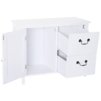 HOMCOM® Schrank Kommode Sideboard mit 2 Schubladen Weiß MDF, Spanplatte 75 x 34 x 60,5 cm(m-9)