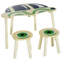 HOMCOM® Kindersitzgruppe Kindertisch mit zwei Stühlen Auto(m-3)