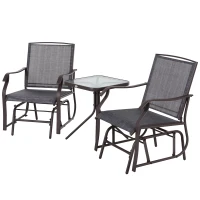 Outsunny Dreiteiliges Gartenmöbel Set, 2 Stühle, 1 Tisch, Braun, Grau(m-5)