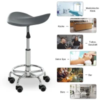 HOMCOM® Hocker-Set 2-teilig Barhocker Bürohocker Hocker Kunststoff Stahl Grau(m-8)