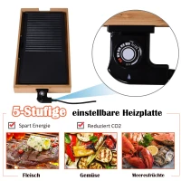 HOMCOM® Elektrogrill 2200W BBQ Tischgrill Partygrill 5 Temperaturen Metall Bambus(m-5)