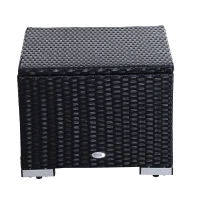 Outsunny Polyrattan Hocker Fußhocker Lounge für Sitzgruppe Rattan Gartenmöbel Garnitur Würfel Alu(m-3)