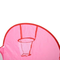 HOMCOM® Kinderspielhaus Spielzelt mit Ballkorb Ballteich Tunnel Pop up Polyester Rosa 123 x 73,5 x 112 cm(m-9)