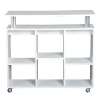 HOMCOM® Küchenwagen Servierwagen Rollwagen mit 6 Fächern Weiß(m-4)