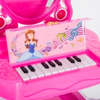 HOMCOM® Schminktisch Kinder Frisiertisch mit Stuhl Klavier Musik und Licht Pink(m-8)