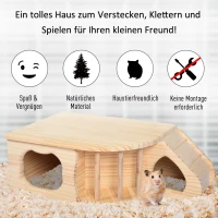 PawHut® Kleintier Stall Haustier Wohnung Hamsterwohnung Tannenholz 60 x 37 x 19,7 cm(m-7)