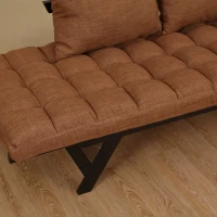 HOMCOM®  Zweisitzer Schlafsofa | Chaiselongue | Metall, Leinen | Braun | 155 x 65 x 57 cm(m-8)