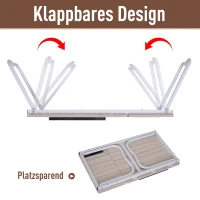 Vinsetto® Laptoptisch Betttisch Serviertablett Frühstückstisch verstellbar Spanplatte + Metall Natur + Weiß 64 x 36 x 27 cm(m-5)