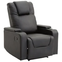 HOMCOM® Relaxsessel | Fernsehsessel | Kunststoff, Schaumstoff, Stahlfüße | 85 × 98 × 103 cm | Schwarz(m-3)