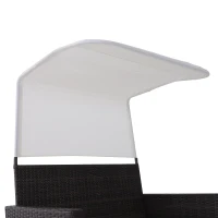 Outsunny® 2-tlg. Gartensofa Gartenmöbel Lounge Gartenset Rattanmöbel Braun Polyrattan 1 x Hocker mit Sonnendach(m-7)