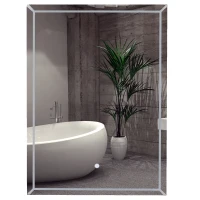 kleankin® LED Badezimmerspiegel Wandspiegel Touchschalter Energieklasse A Alurahmen Silber 50 x 3 x 70 cm(m-3)